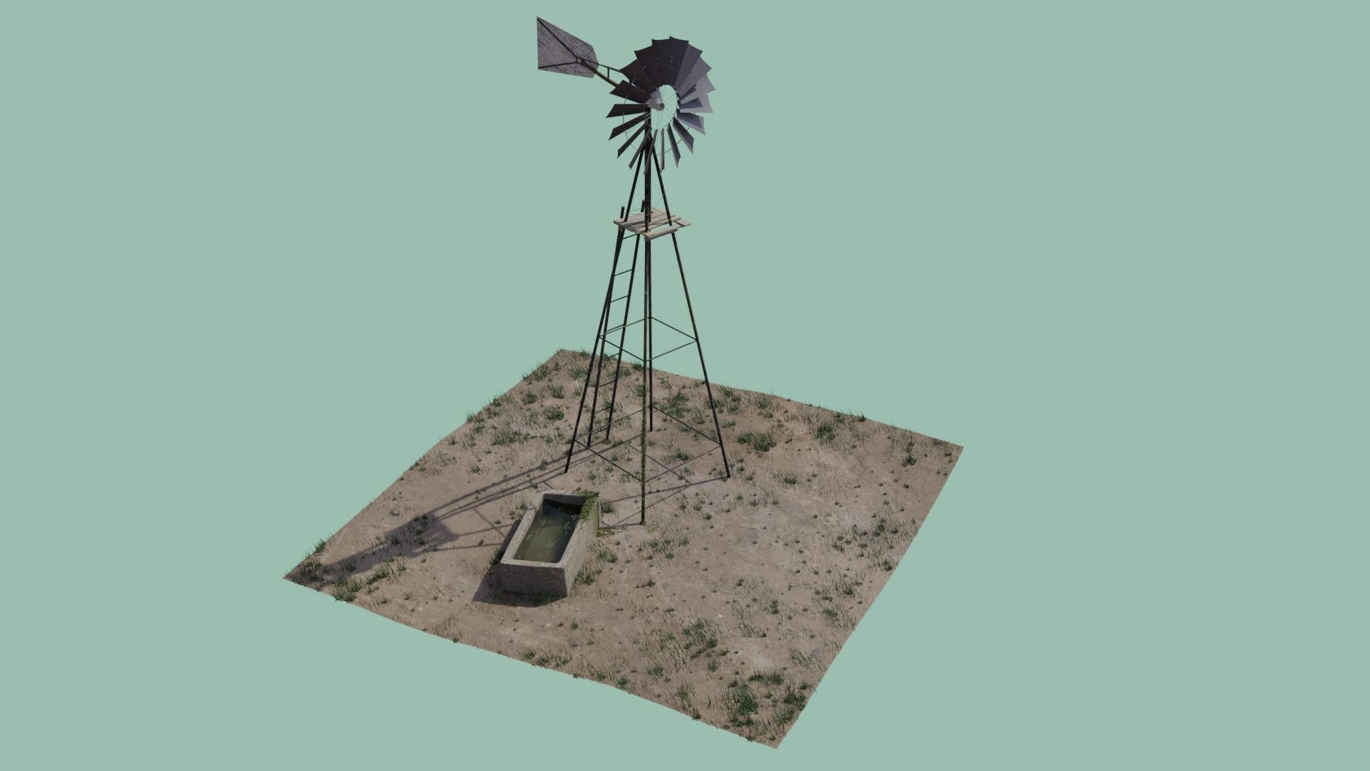 Farm Windmill Low-poly 3D model_2