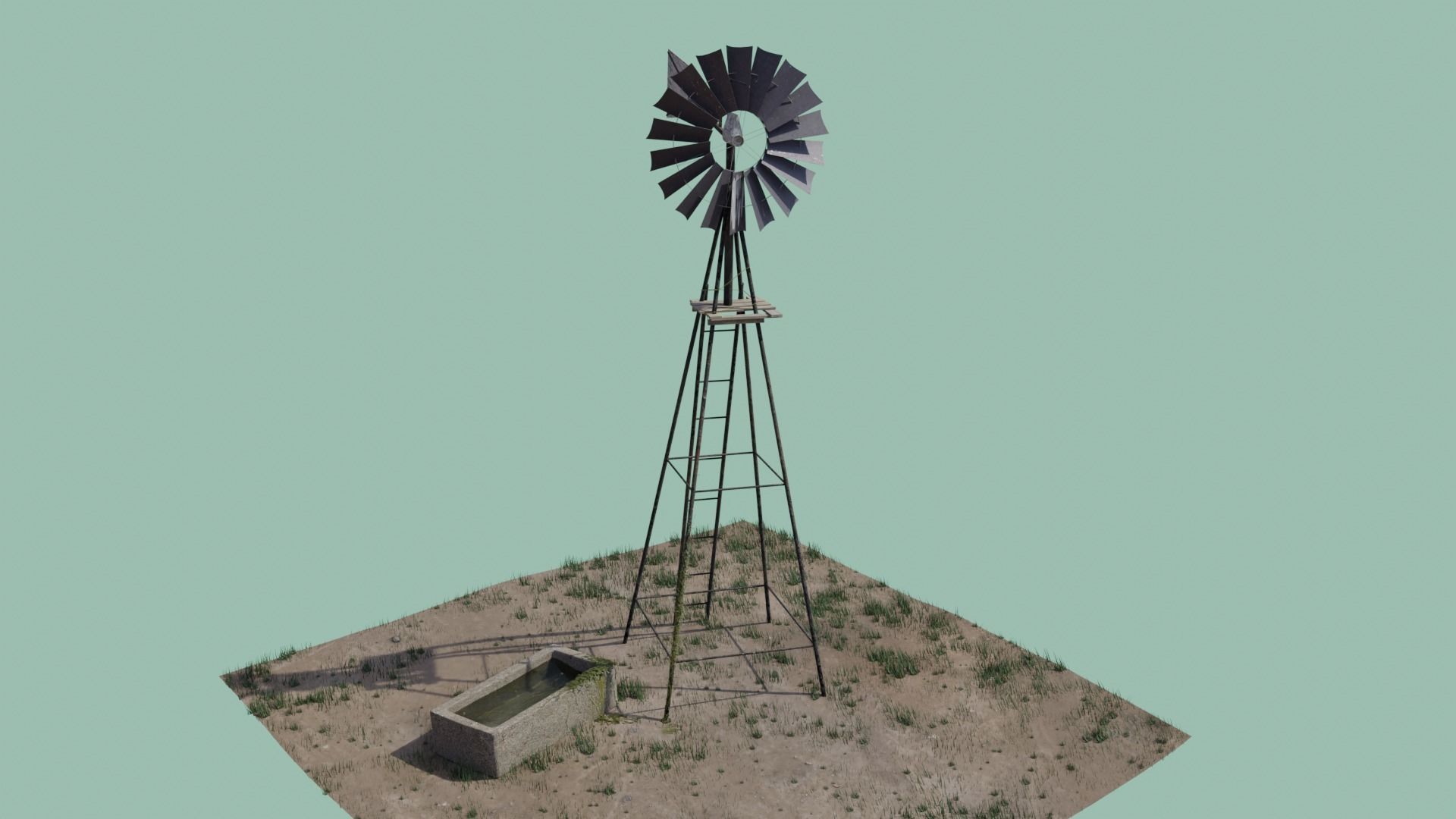 Farm Windmill Low-poly 3D model_4