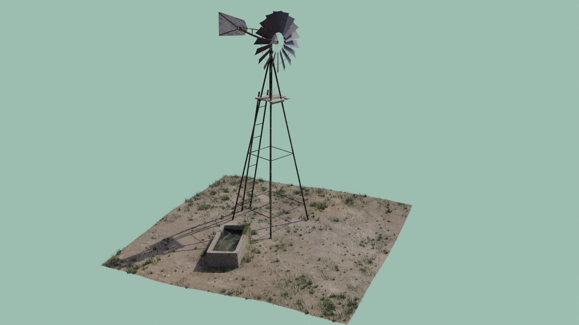 Farm Windmill Low-poly 3D model_5
