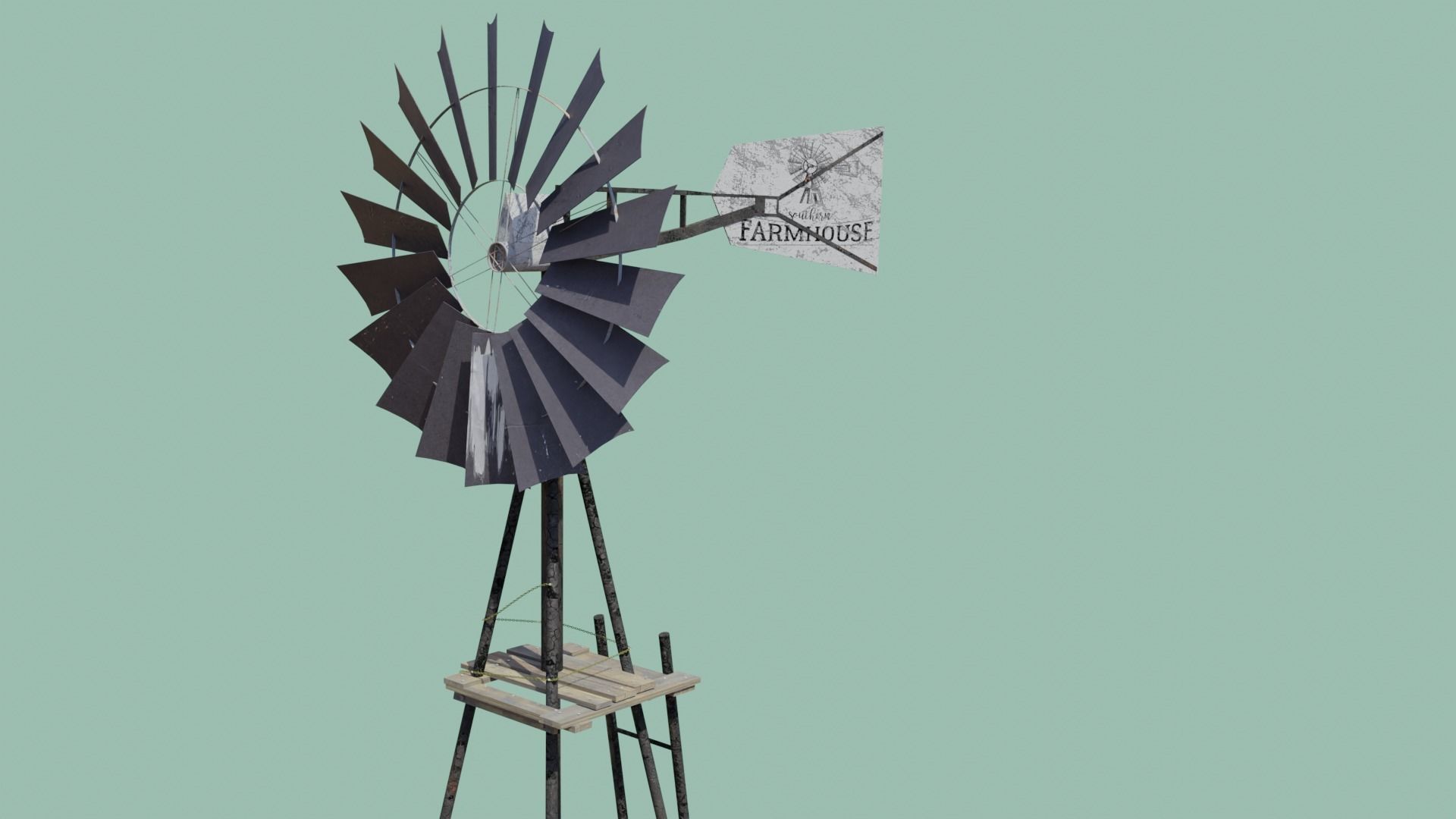 Farm Windmill Low-poly 3D model_7