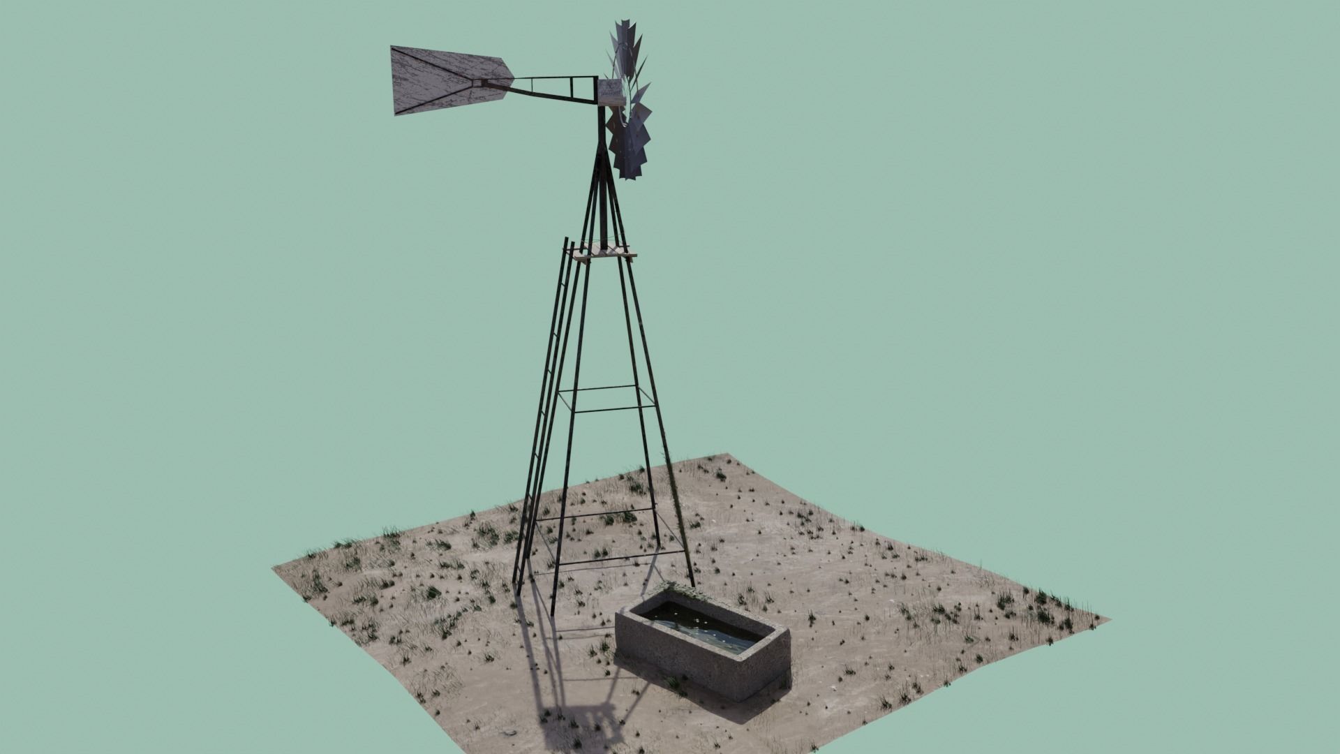 Farm Windmill Low-poly 3D model_6
