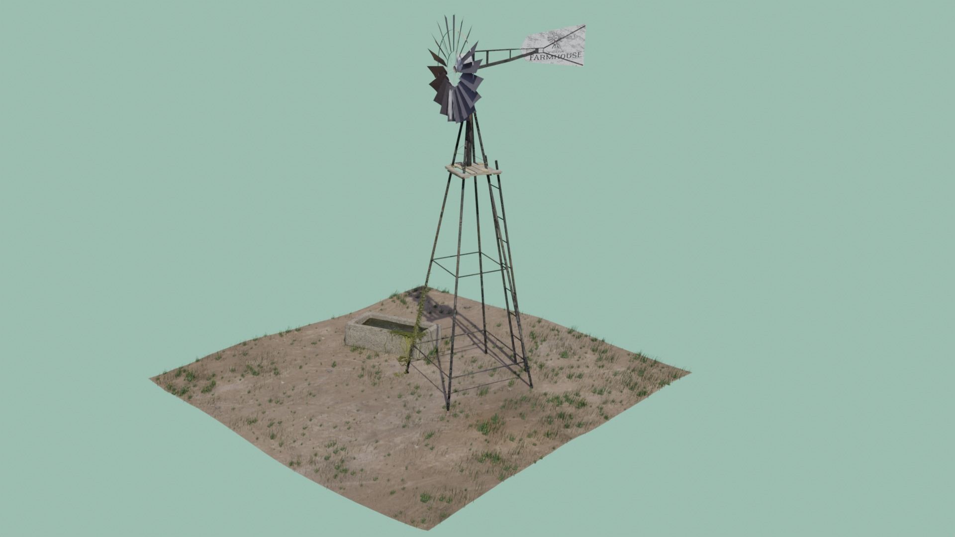 Farm Windmill Low-poly 3D model_1