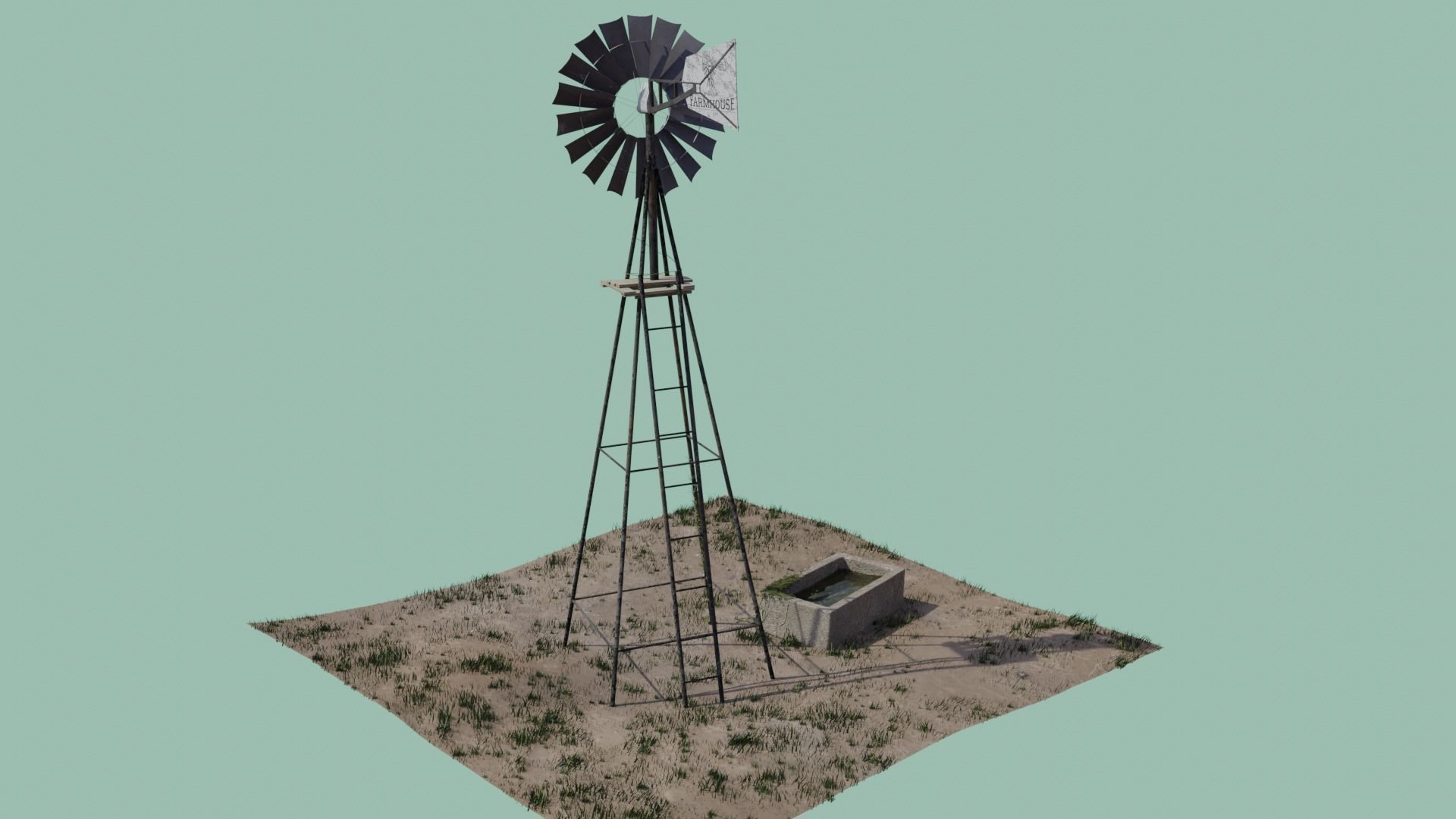 Farm Windmill Low-poly 3D model_3