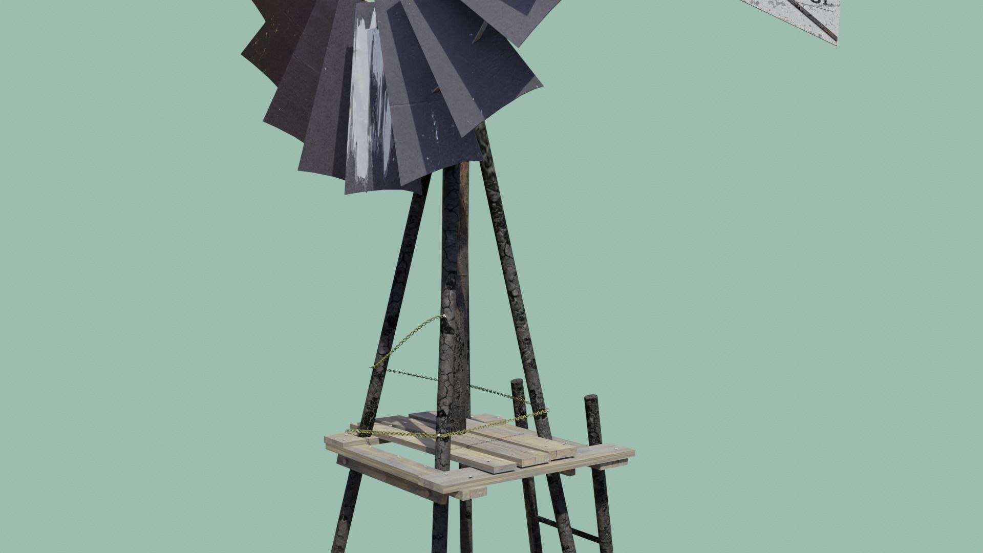 Farm Windmill Low-poly 3D model_13