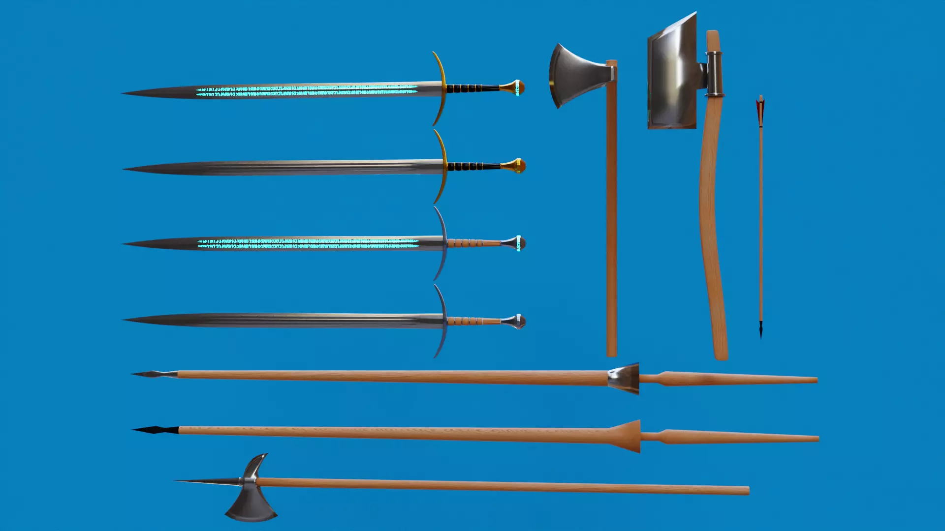 Weapon Collection axe Low-poly 3D model_0