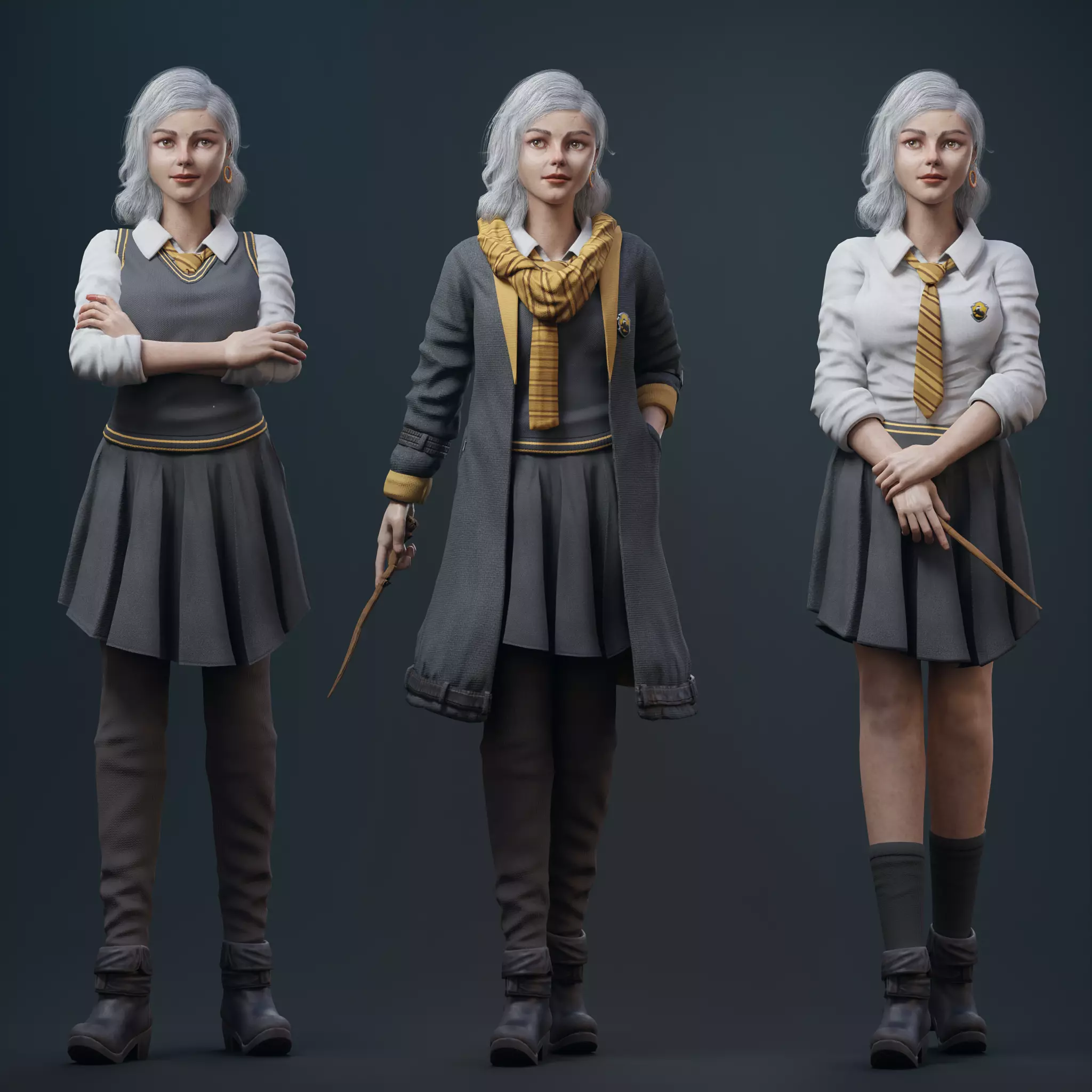 Hogwarts Girl 3D character 3D model