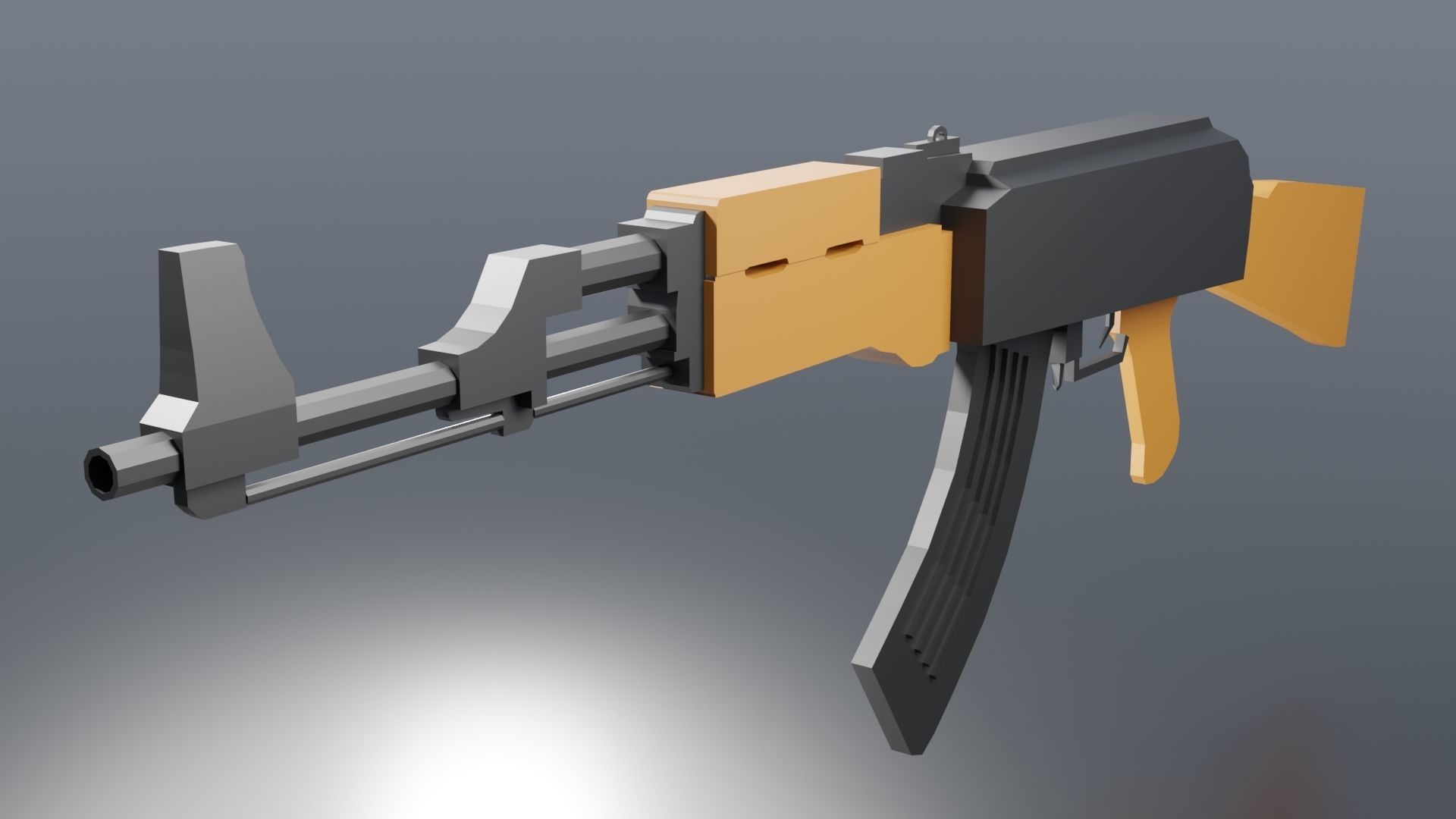Modular Ak-47 Low Poly Low-poly 3D model_13