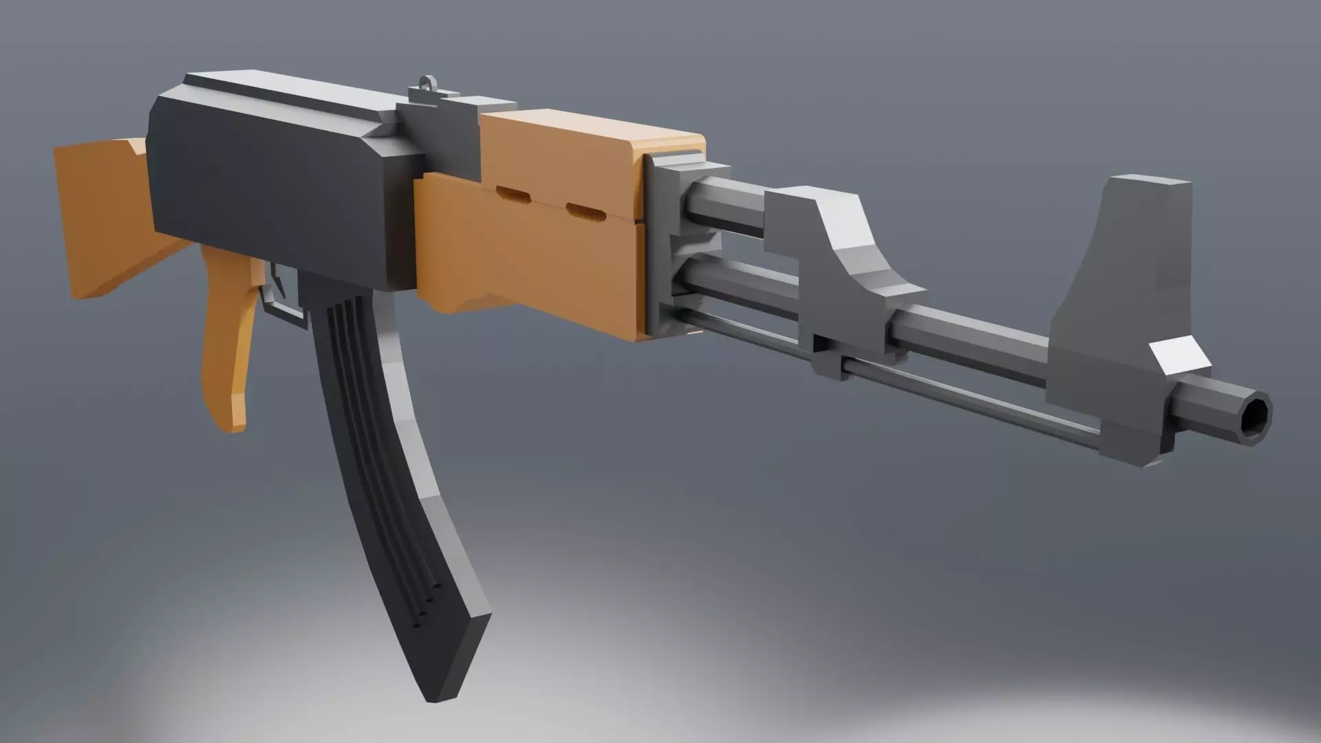 Modular Ak-47 Low Poly Low-poly 3D model_0
