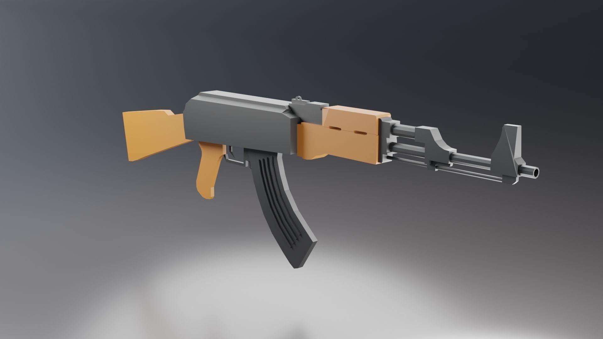 Modular Ak-47 Low Poly Low-poly 3D model_2