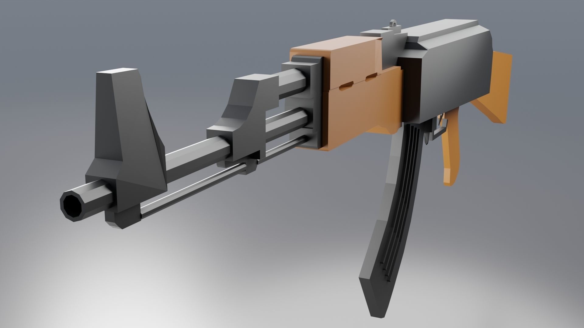 Modular Ak-47 Low Poly Low-poly 3D model_4