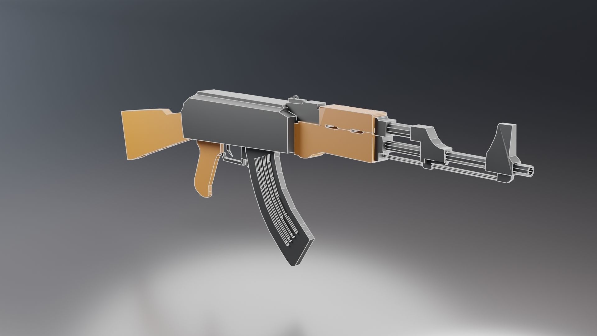 Modular Ak-47 Low Poly Low-poly 3D model_3