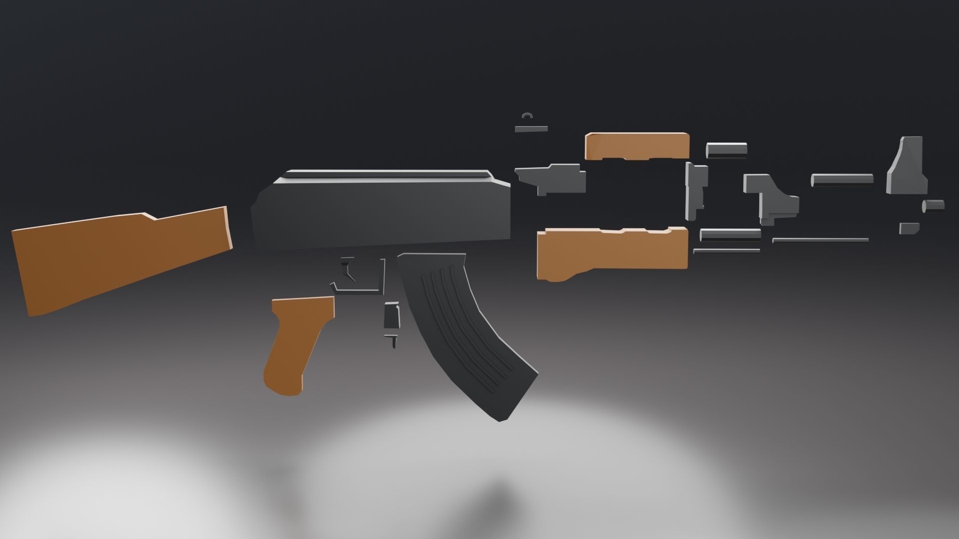 Modular Ak-47 Low Poly Low-poly 3D model_9