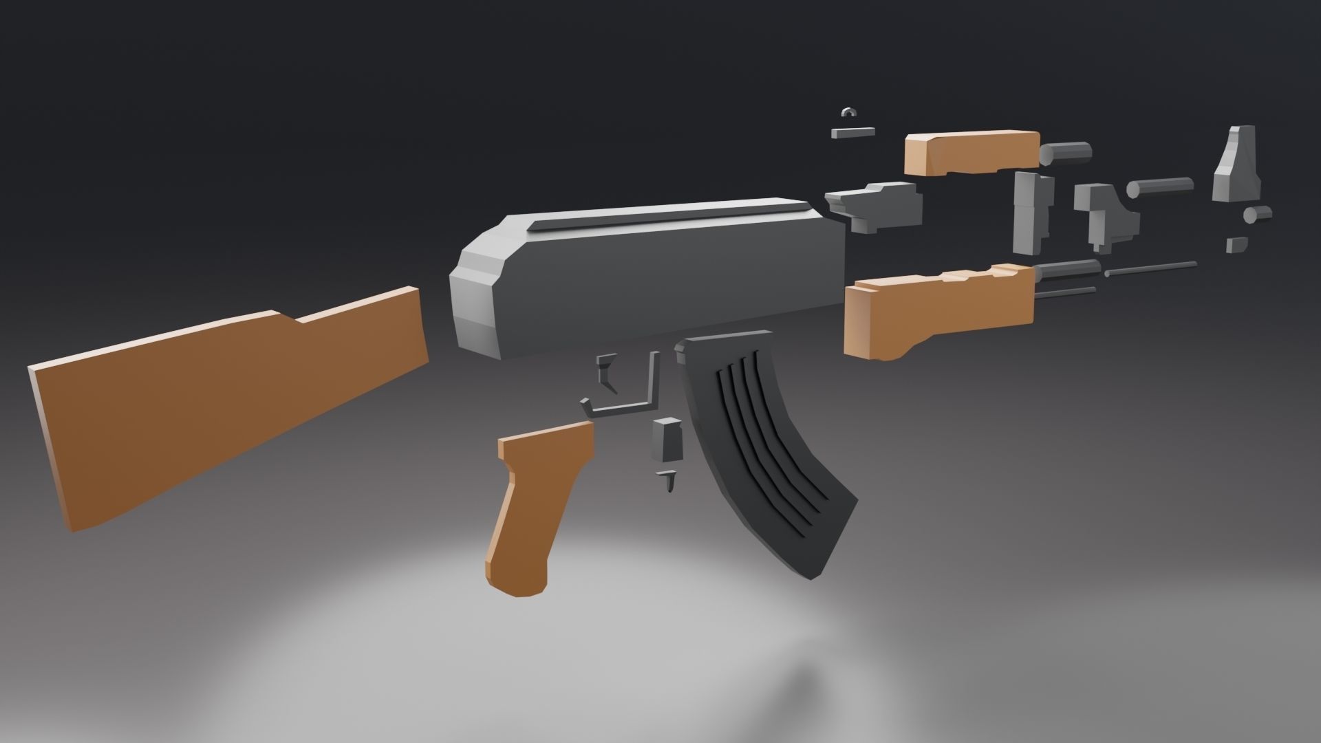 Modular Ak-47 Low Poly Low-poly 3D model_8