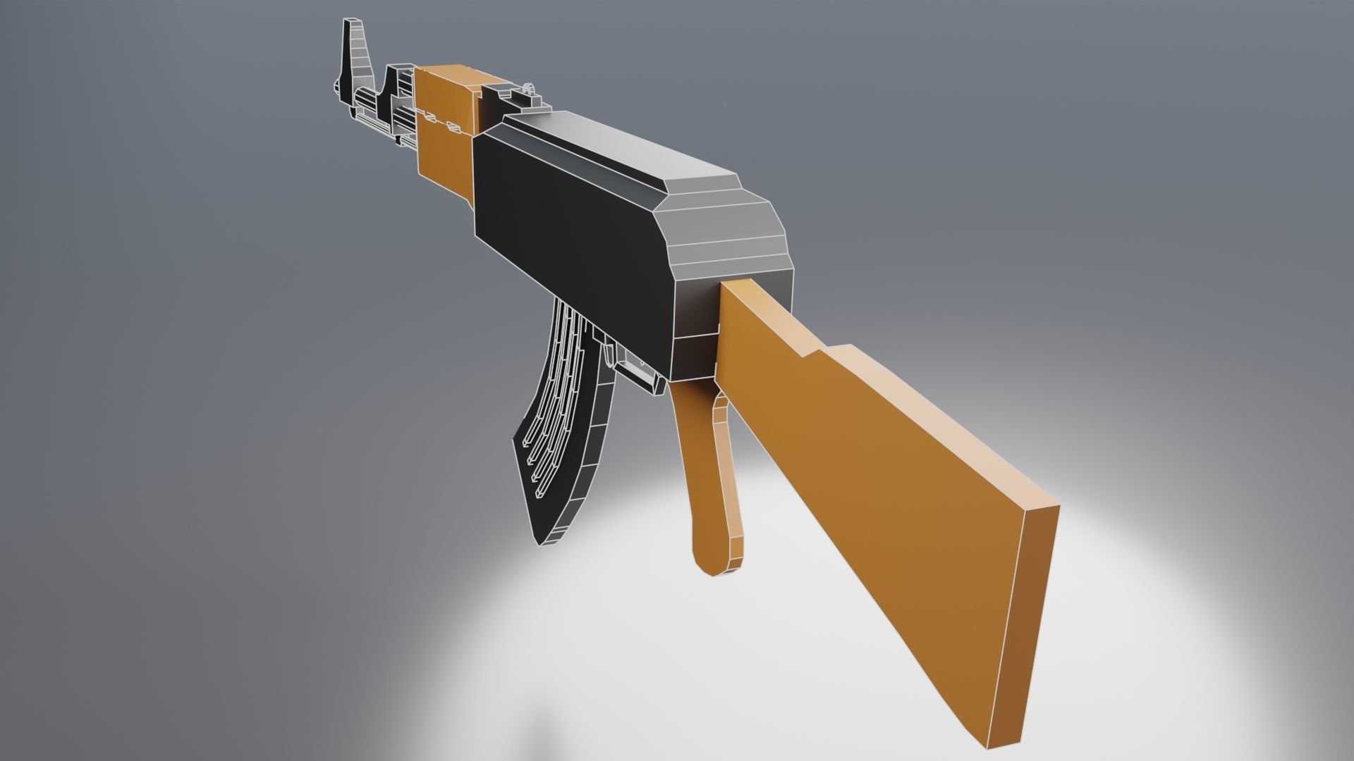 Modular Ak-47 Low Poly Low-poly 3D model_7