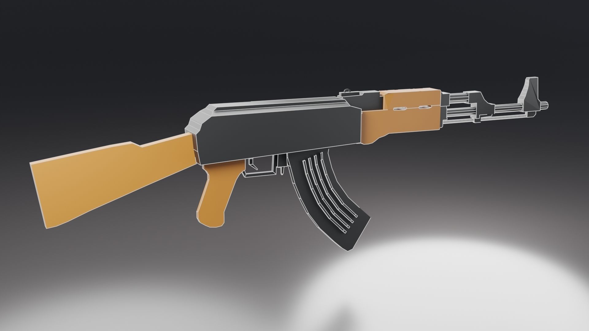 Modular Ak-47 Low Poly Low-poly 3D model_12