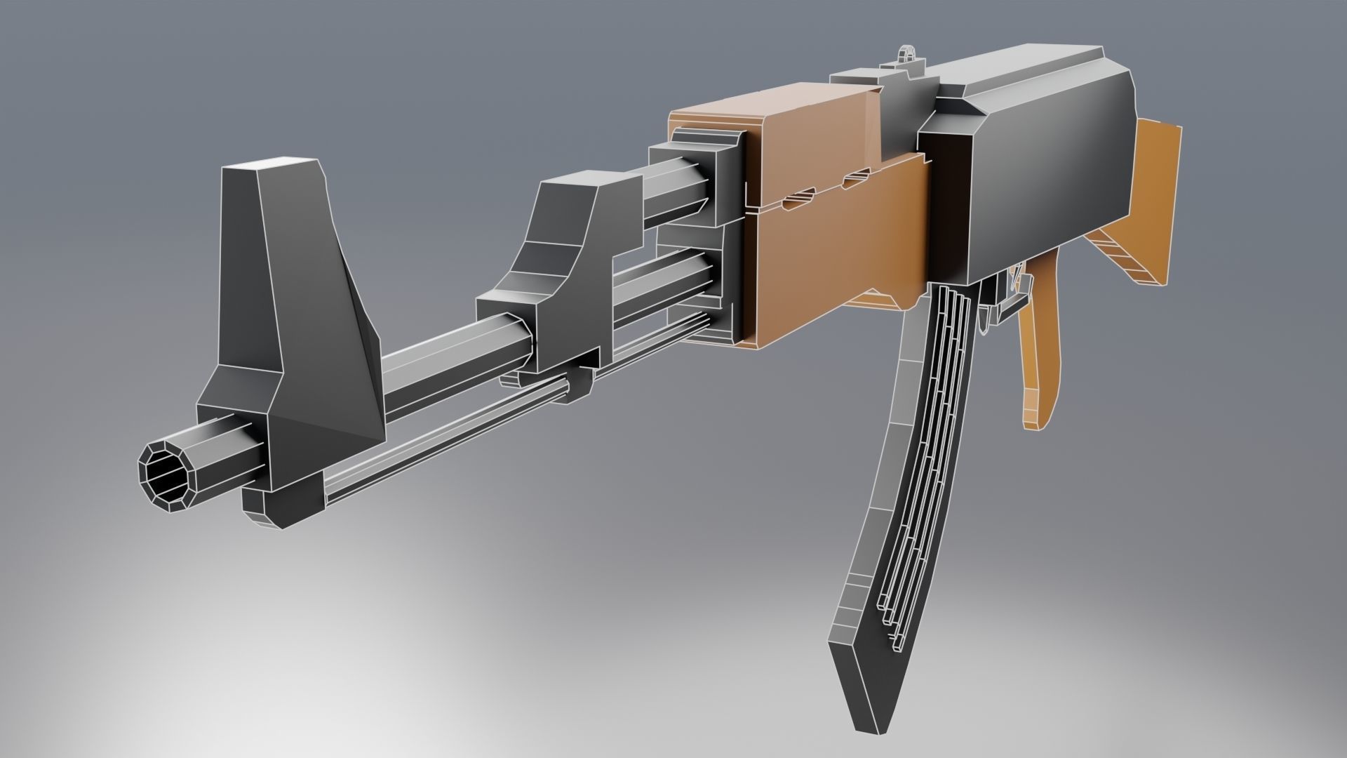 Modular Ak-47 Low Poly Low-poly 3D model_5