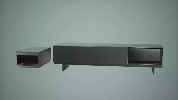 Table Set Low Poly Game Ready tv stand with drawers