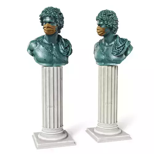 Young greek bust mask green