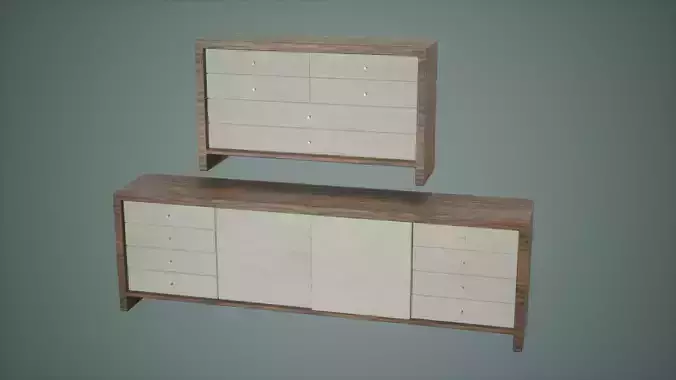 Table Set Low Poly Game Ready sideboard with two drawers