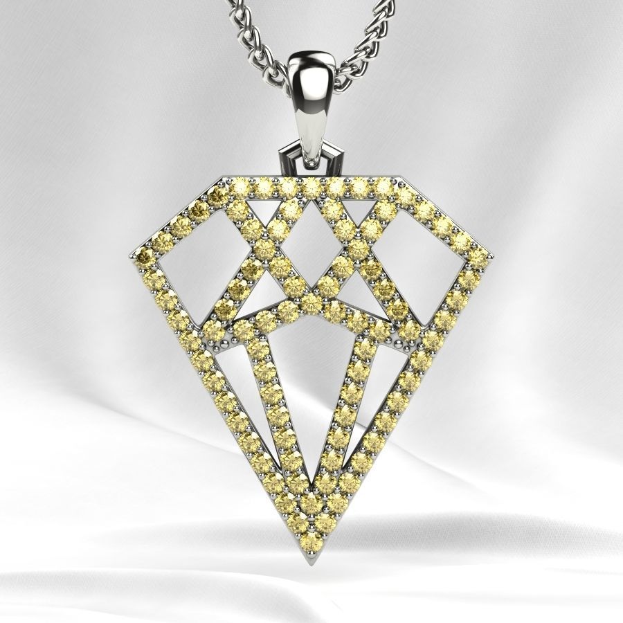 Diamond Shape Gold Pendant 3D print model_3