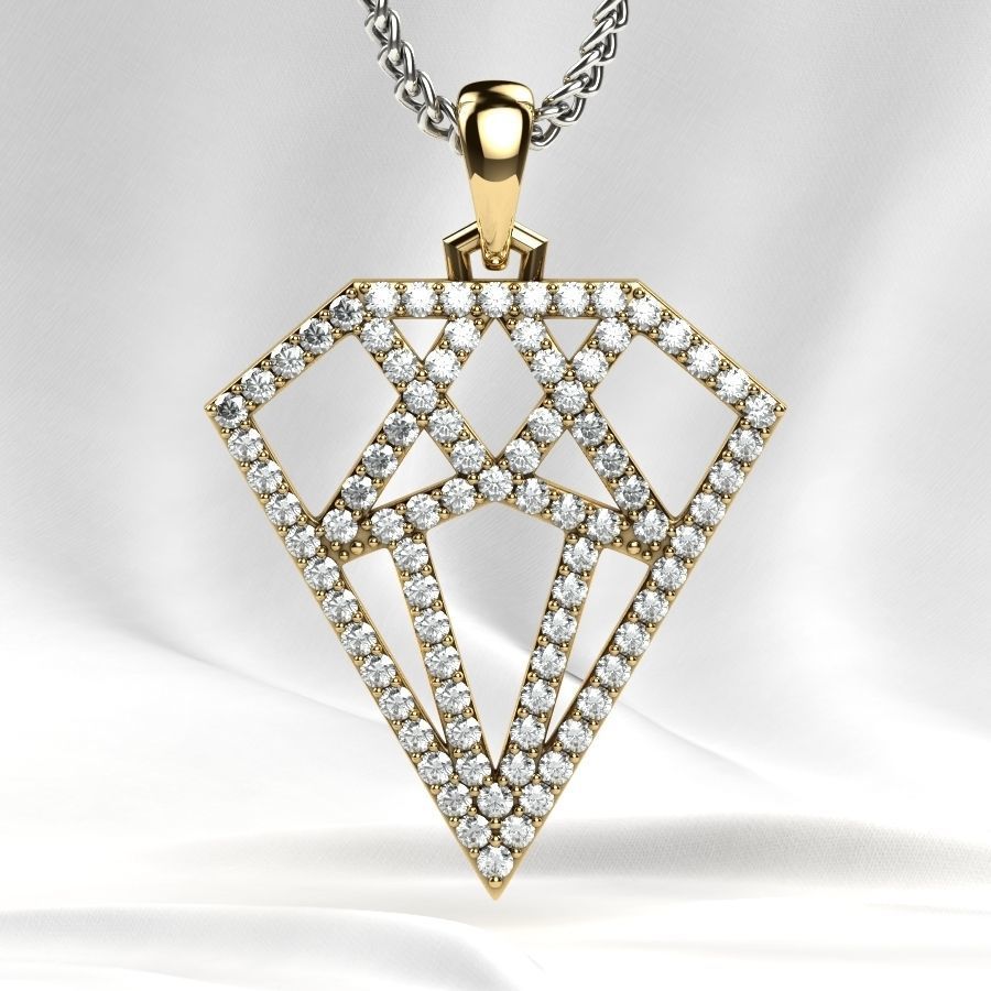 Diamond Shape Gold Pendant 3D print model_11