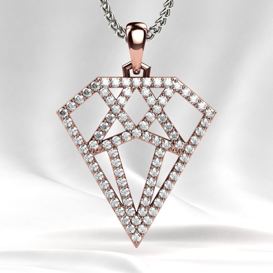 Diamond Shape Gold Pendant 3D print model_7