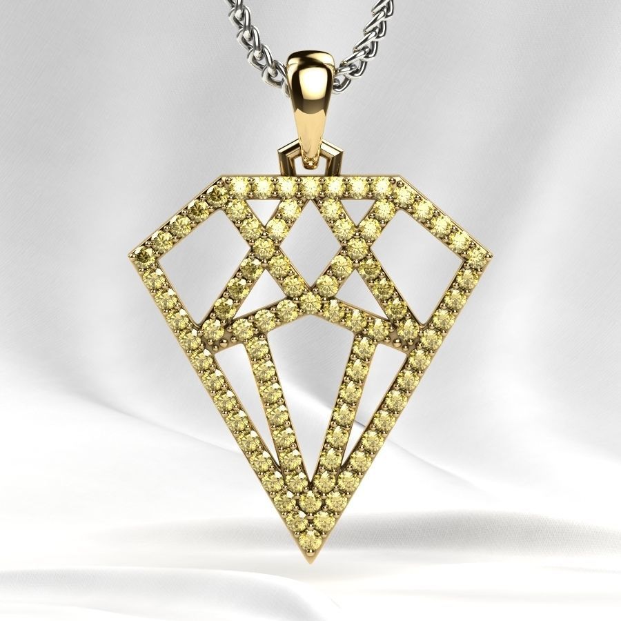 Diamond Shape Gold Pendant 3D print model_14
