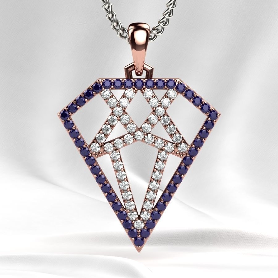 Diamond Shape Gold Pendant 3D print model_9