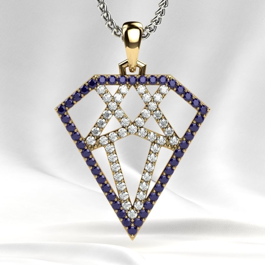 Diamond Shape Gold Pendant 3D print model_13