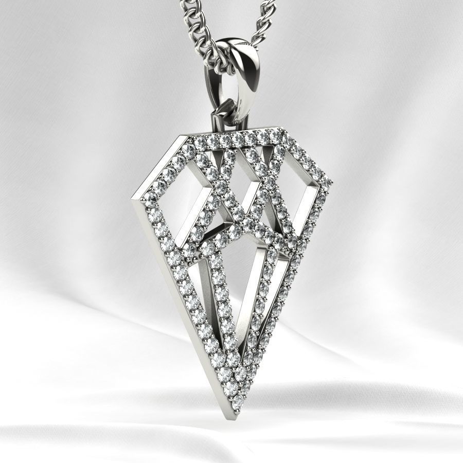 Diamond Shape Gold Pendant 3D print model_18