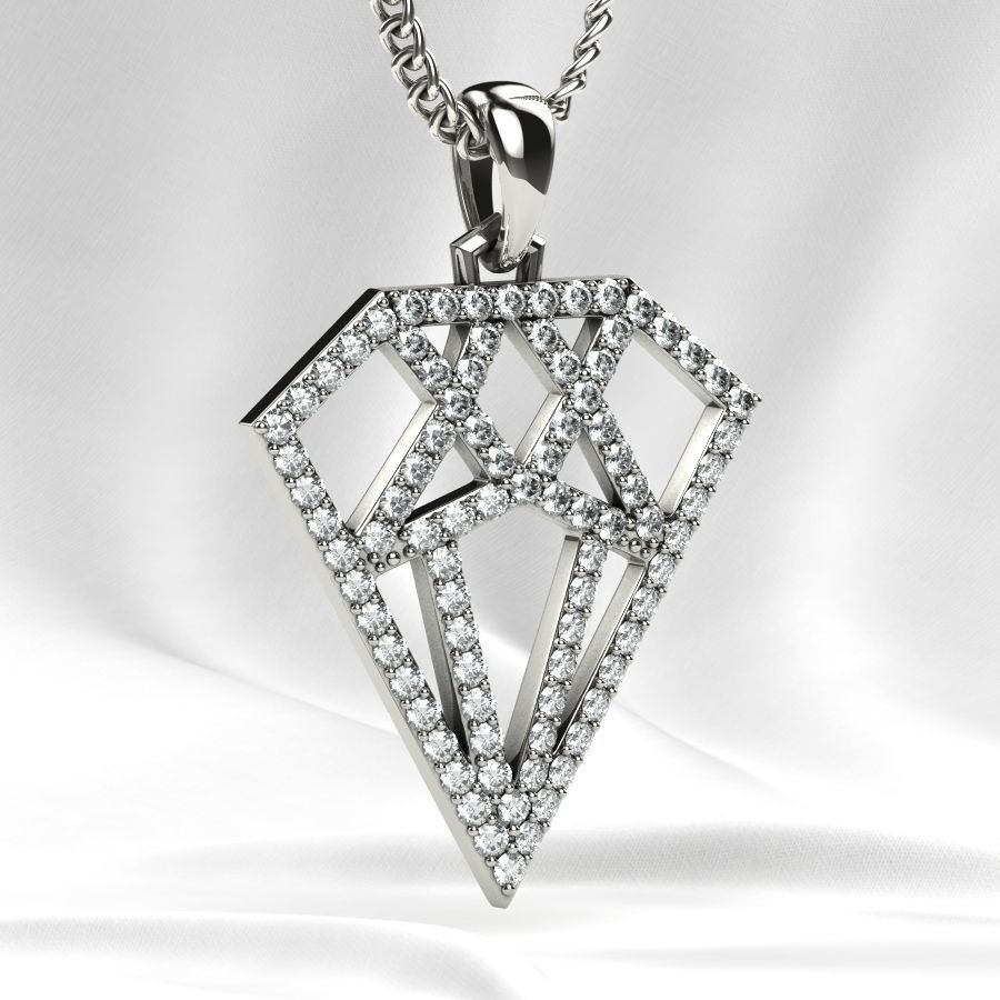 Diamond Shape Gold Pendant 3D print model_17