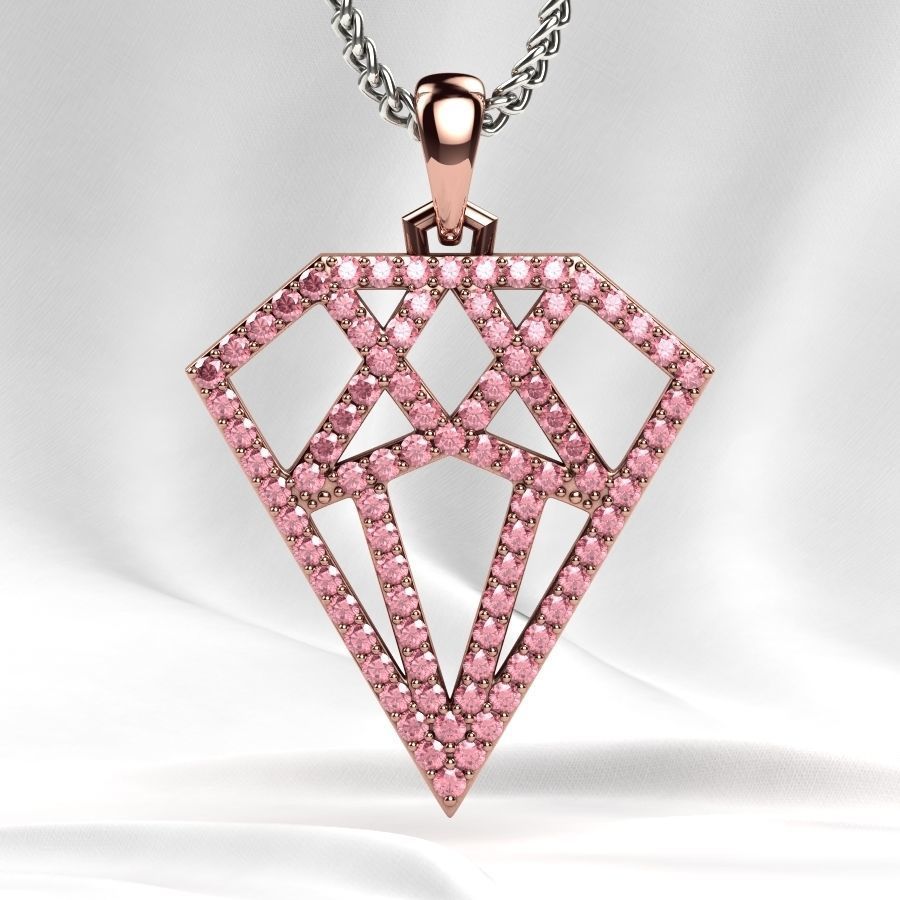 Diamond Shape Gold Pendant 3D print model_8