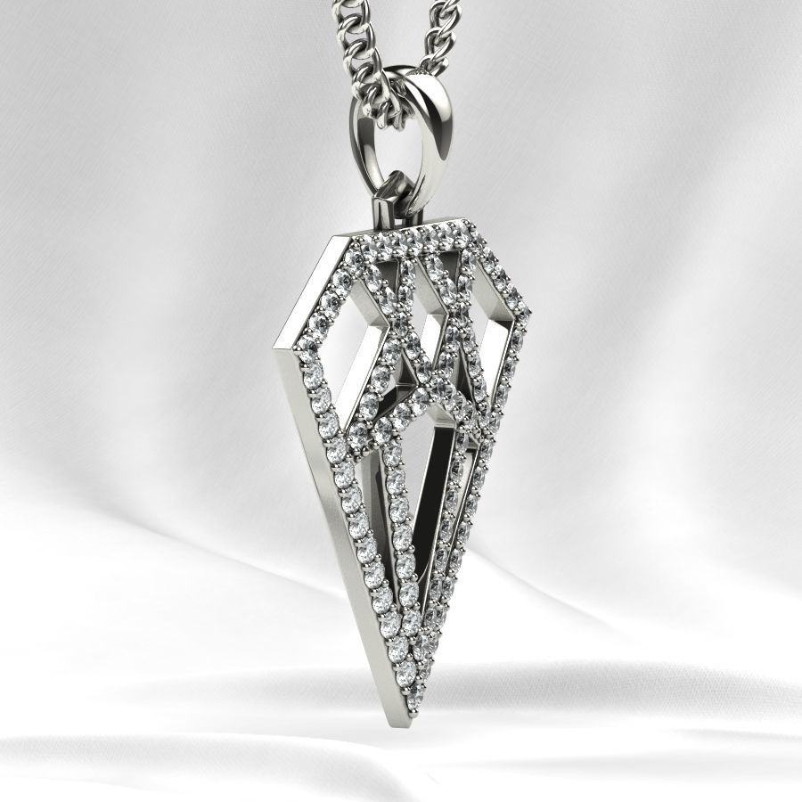 Diamond Shape Gold Pendant 3D print model_19