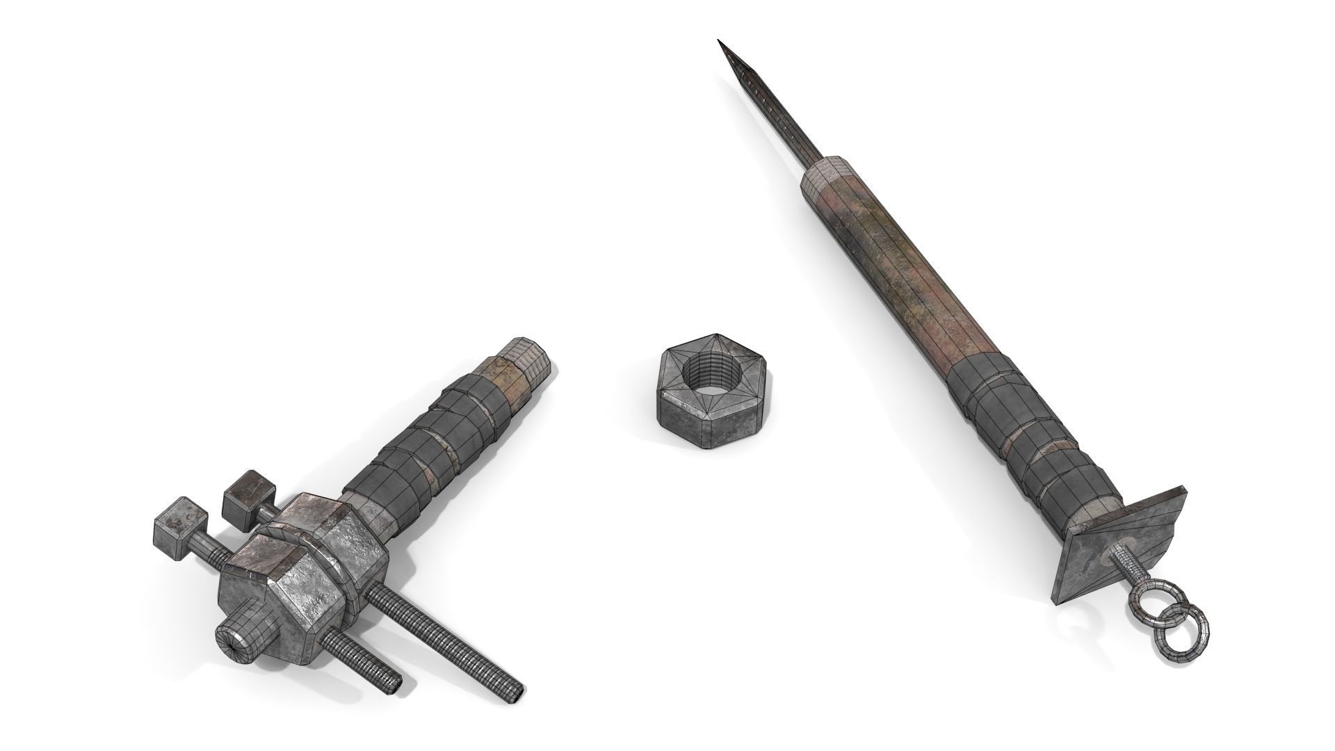 Homemade Melee Weapons Low-poly 3D model_10