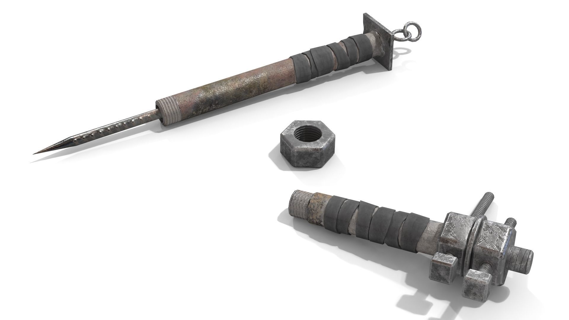 Homemade Melee Weapons Low-poly 3D model_2