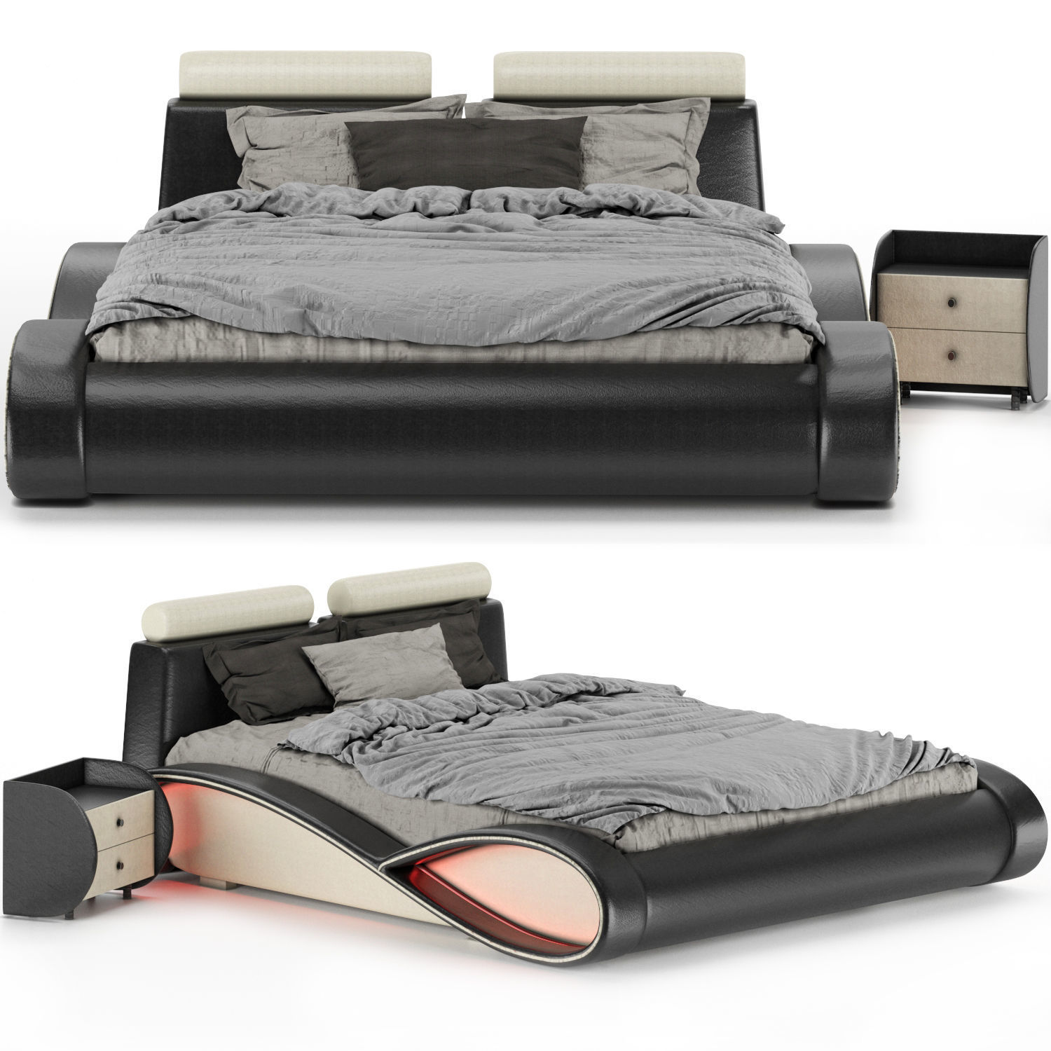 Leather Bed 3D model_2