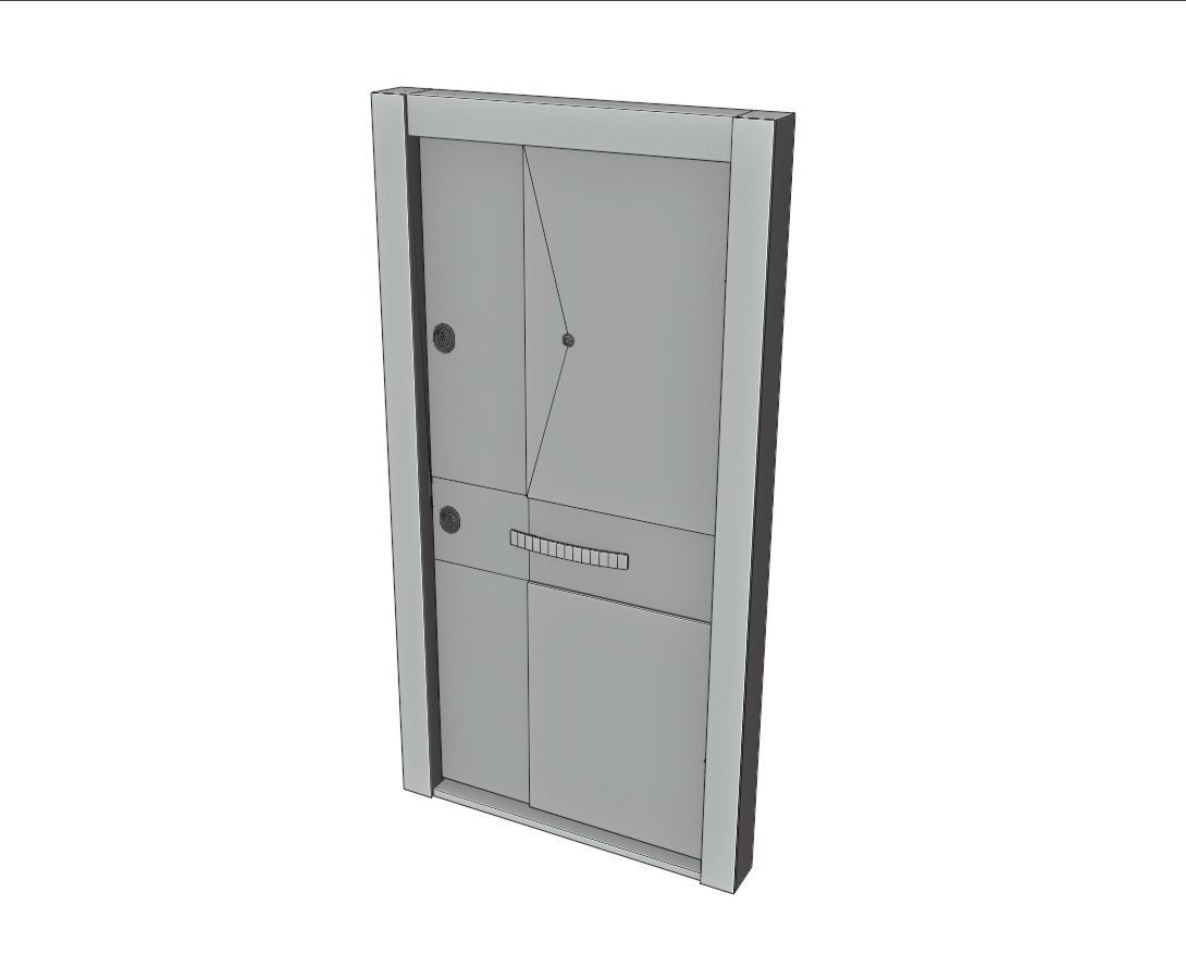 Modern Entrance Metal Wooden Door Low-poly 3D model_10