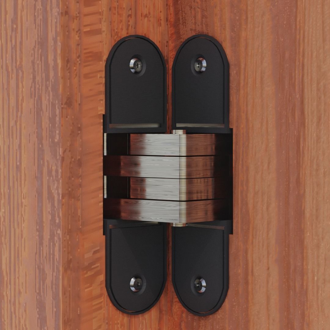 Modern Entrance Metal Wooden Door Low-poly 3D model_8