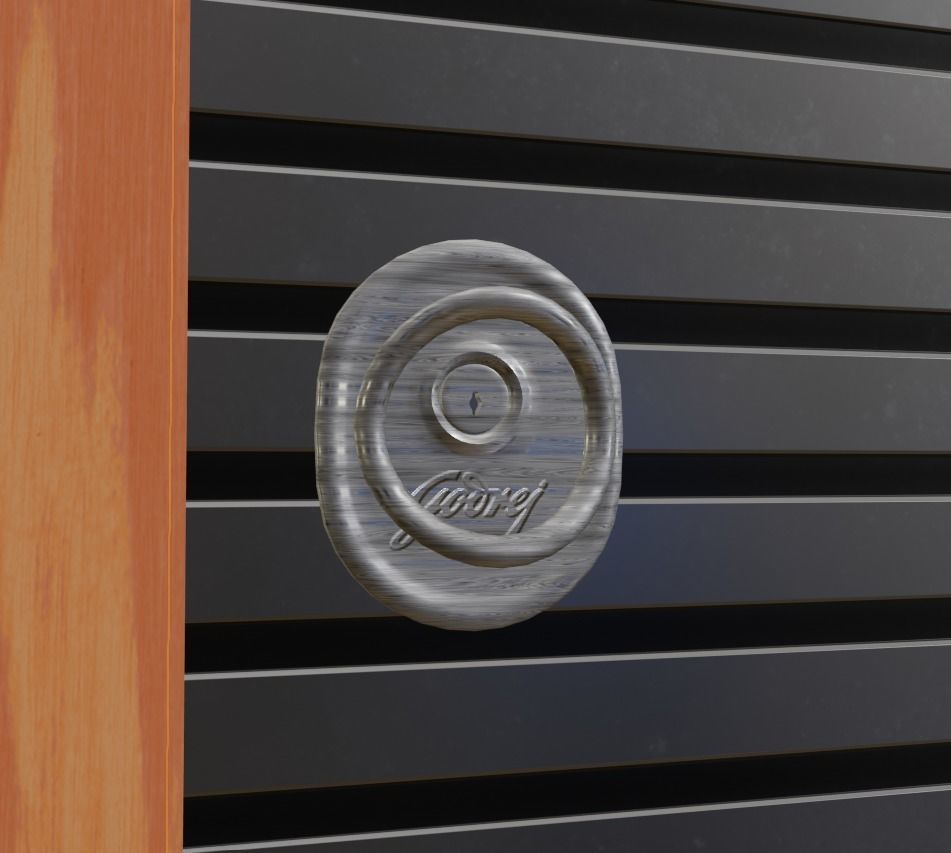 Modern Entrance Metal Wooden Door Low-poly 3D model_9