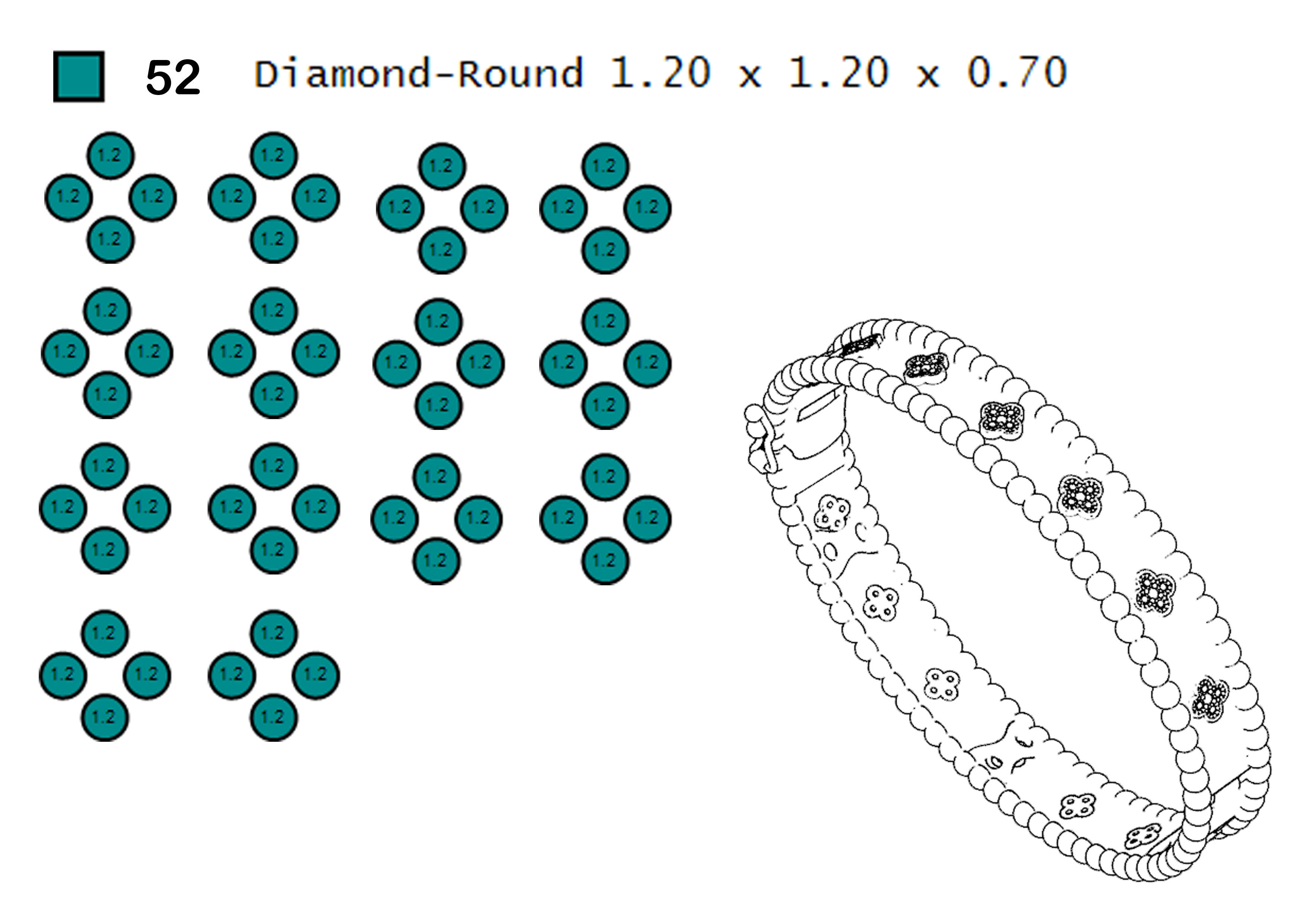 Bracelet 2 silver bangle with diamonds 3D print model_11