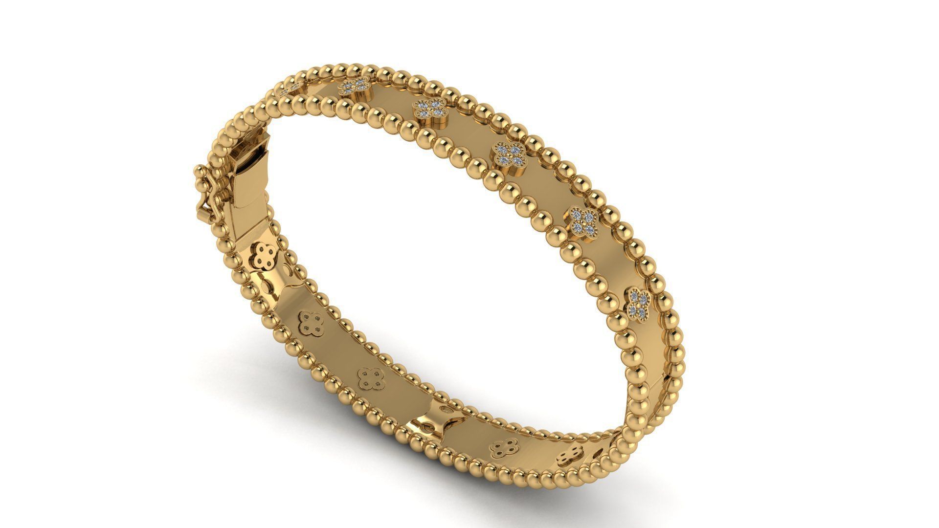 Bracelet 2 silver bangle with diamonds 3D print model_8