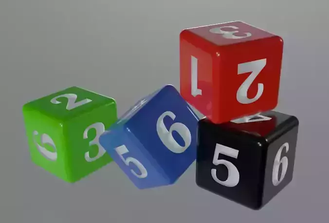 Dice in four colour