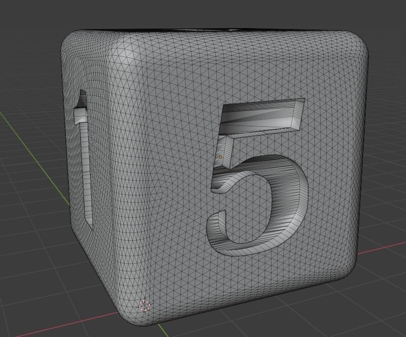 Dice in four colour Low-poly 3D model_1