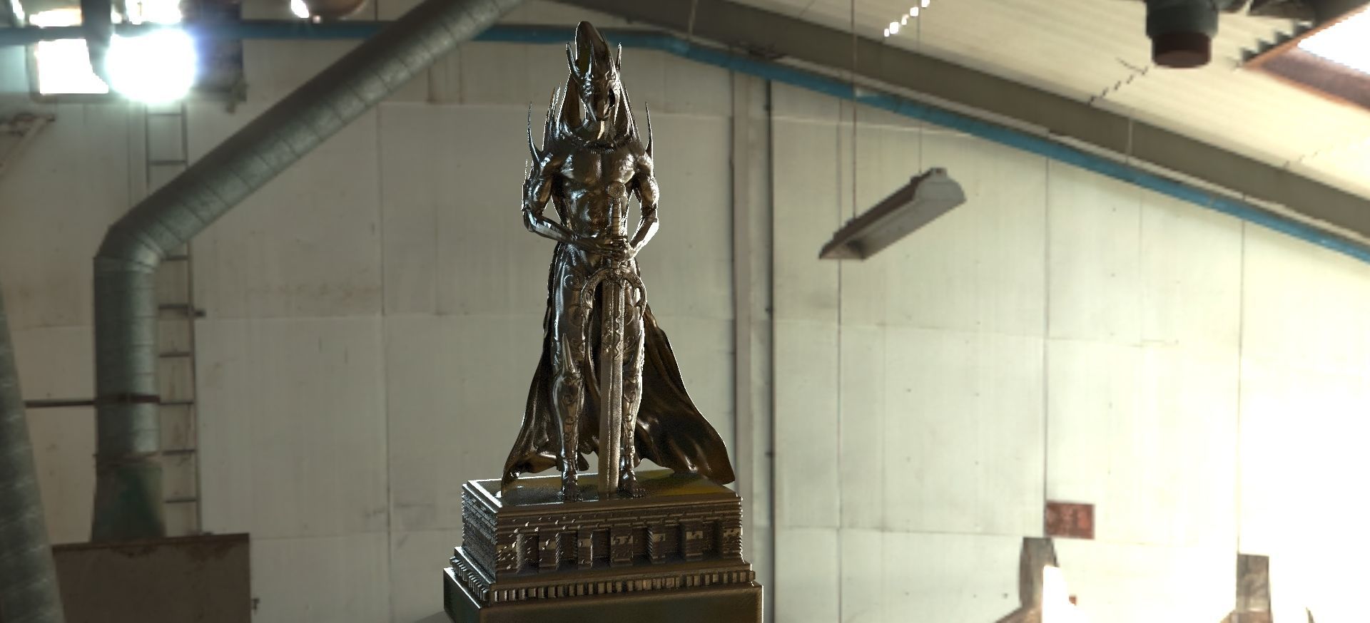 Wood elf deity statue 3D model_1