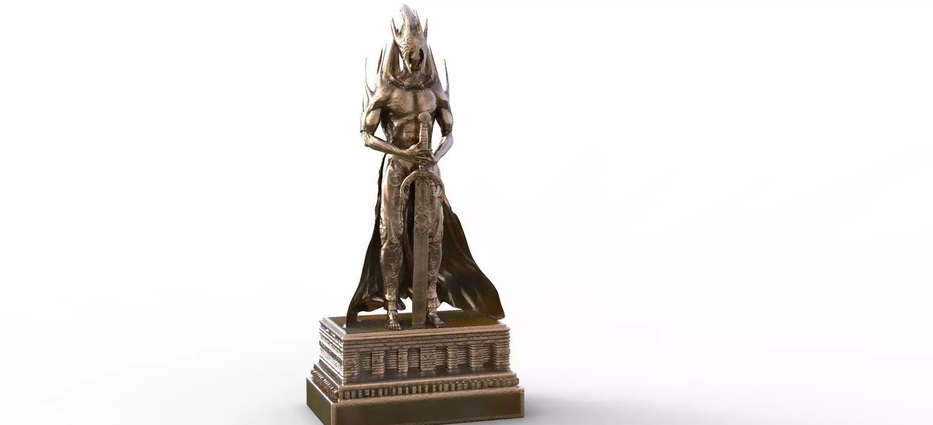 Wood elf deity statue 3D model_0