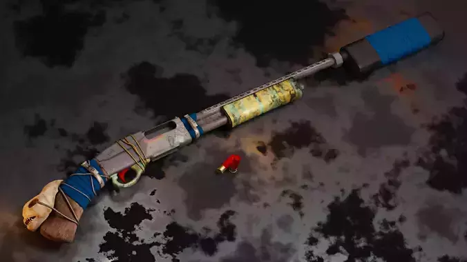 Shotgun Apocalyptic Free low-poly 3D model