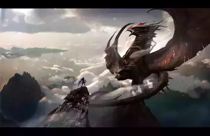 Dragon on mountain