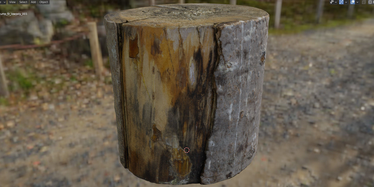 Fir stump for splitting firewood Low-poly 3D model_25