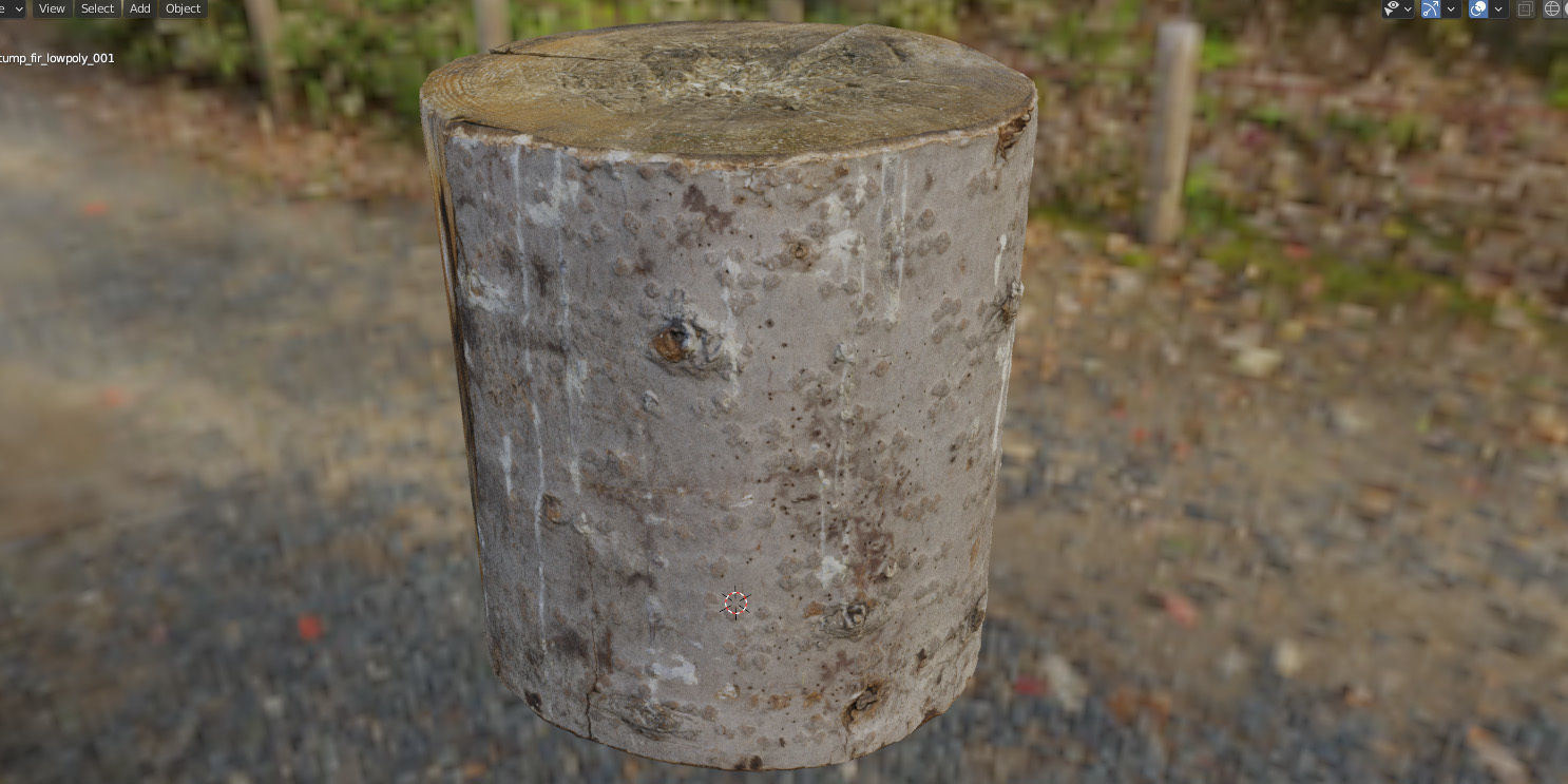 Fir stump for splitting firewood Low-poly 3D model_26