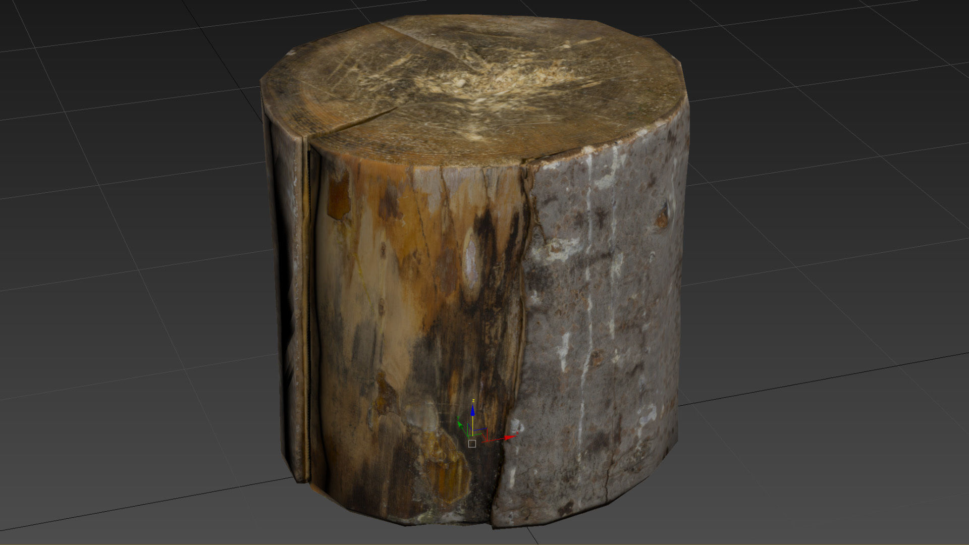 Fir stump for splitting firewood Low-poly 3D model_32